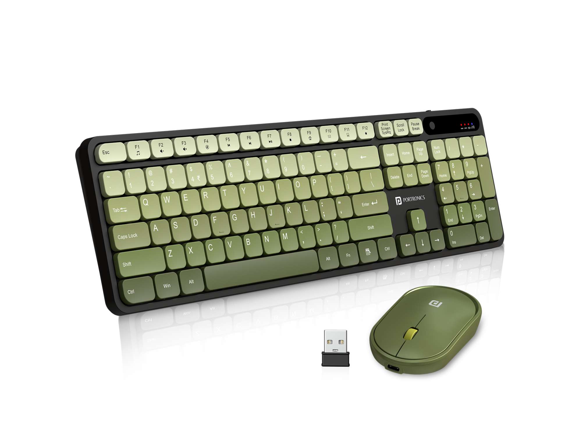 Portronics Key11 Combo Gradient Keys, Type-C Rechargeable, Wireless 2.4 GHz & Bluetooth 5.3, Ergonomic