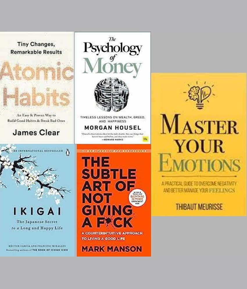 The Psychology Of Money+Ikigai+The Subtle Art Of Not Giving+Atomic Habits + Master Your Emotion