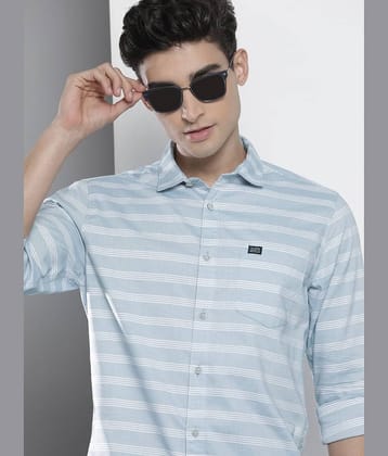 The Indian Garage Co. 100% Cotton Slim Fit Striped Full Sleeves Men's Casual Shirt - Light Blue ( Pack of 1 )