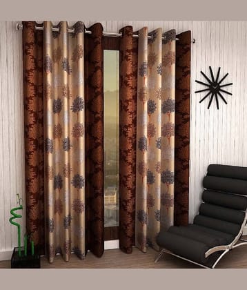 Tanishka Fabs Semi-Transparent Curtain 9 ft ( Pack of 2 ) - Brown