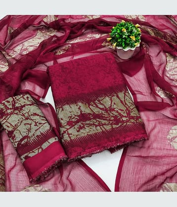 Kashvi Unstitched Crepe Dyed Dress Material - Maroon ( Pack of 1 )