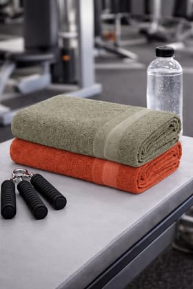 Bamboo Bath Towel – Ultra Soft, Quick Dry & Eco-Friendly Luxury Care | Green and Rust | Pack of 2