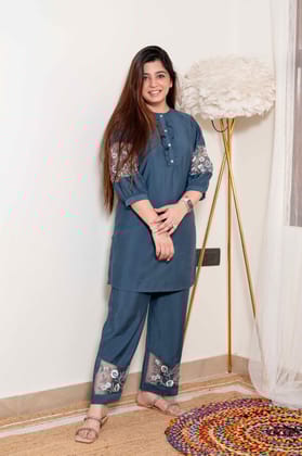 Heerat Blue Thread Work Cordset-L