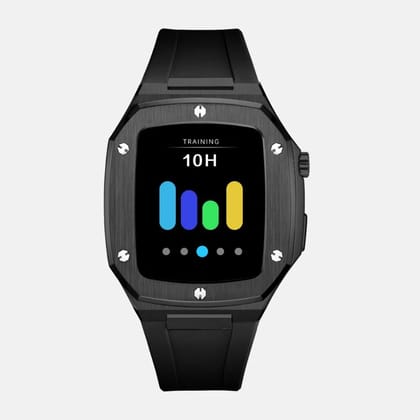 44MM Black Luxury Edition iWatch Case: Silicone Strap-Black