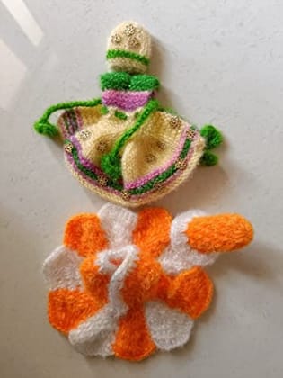 VARNI CREATION Ladoo Gopal Fancy Woolen Poshak-Small Size with 1 Free Diamond mala