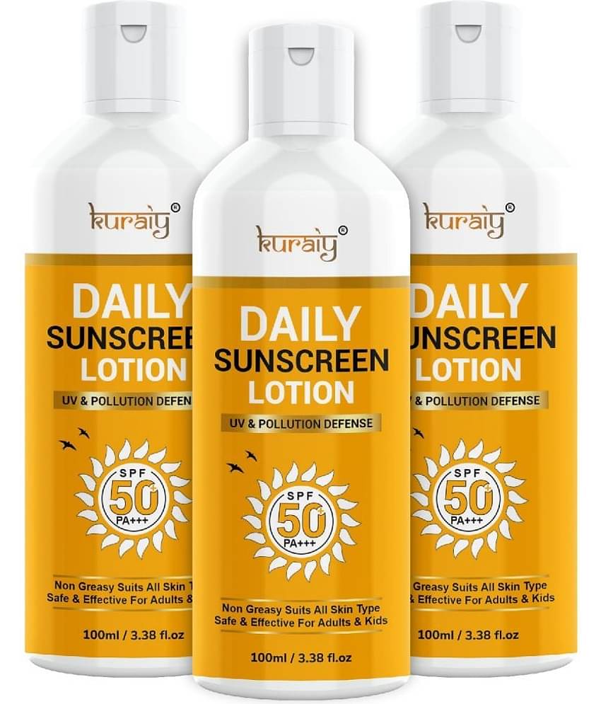 KURAIY SPF 50 PA+++ Sunscreen UV Lotion sunblock 75ML PACK OF 3