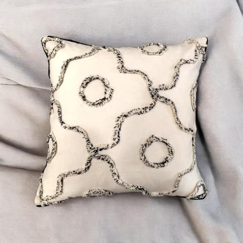 Preetier Velvet Cotton Slub Cushion Cover, Stain-Resistant, Cosy Decor for Living Room, Bedroom, Dining Room, Office, Outdoor (Albany Ogee, 16x16)