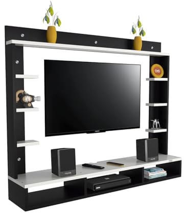 DAS Decker Wall Mount Engineered Wood TV Entertainment Unit/Tv Rack Set to Box Stand with Wall Shelves for Living Room Black & Frosty White Finish (Ideal for up to 32") Screen