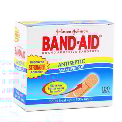 Johnson & Johnson Band Aid Wash-Proof - Antiseptic, 100 Pcs