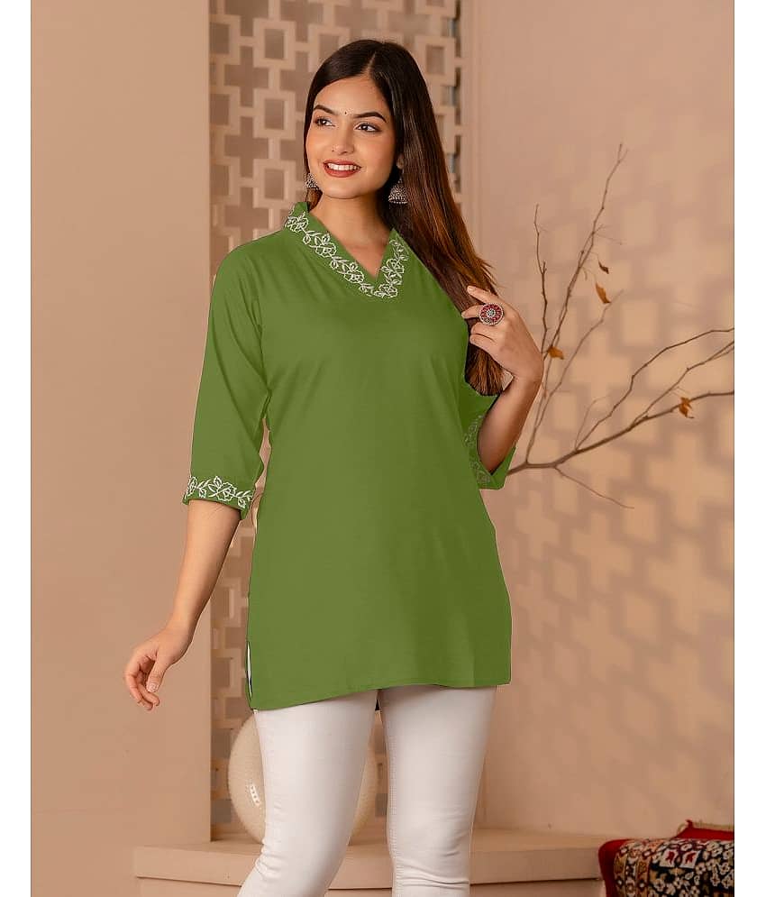 Kapadia Women's Rayon Regular Top ( Green )
