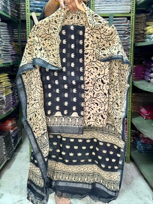 Linen Cotton Suits  Bagru Hand Block Printed Linen Suits With Zari BorderSize:-Top & Dupatta:- Linen Cotton  (2.50+2.50) mtrsBottom :-Cotton 2.50 mtrs