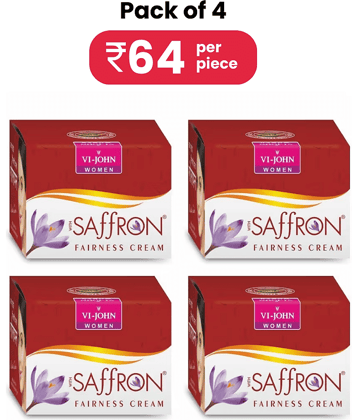 VI-JOHN Saffron Advance Skin Fairness & Brightening Enriched With Vitamin E 50g - Pack of 4