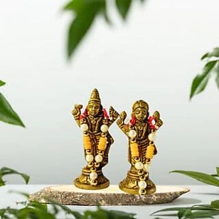 Holy Lakshmi Narayan Standing Brass Idol Grace of Fortune Preservation Holy Lakshmi Narayan Standing Brass Idol Grace of Fortune Preservation