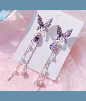 Thrillz Korean Drop Earrings ( Purple , Pack of 1 )