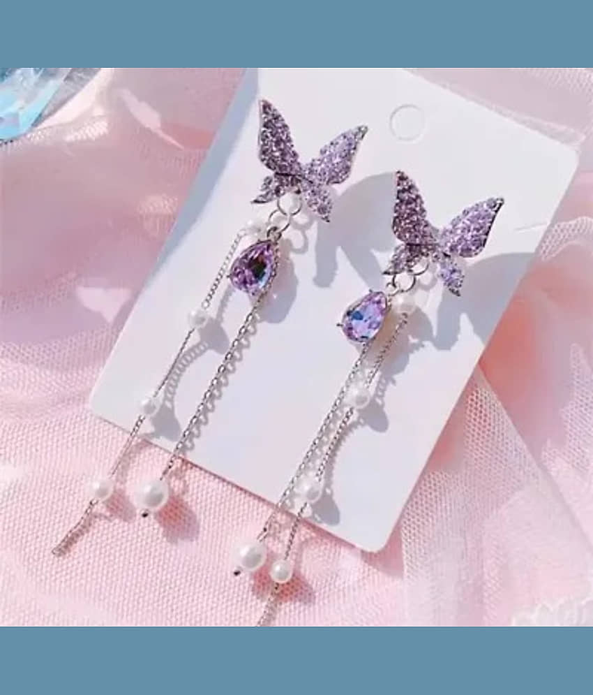 Thrillz Korean Drop Earrings ( Purple , Pack of 1 )