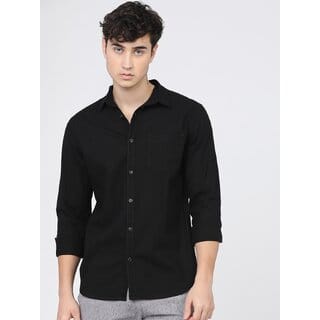 Baleshwar Men Black Solid Slim Fit Casual Shirt (Pack of Shirt)