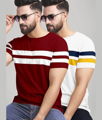 AUSK Pack of 2 Cotton Blend Regular Fit Men's T-Shirt ( Mustard )