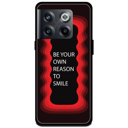 'Be Your Own Reason To Smile' - Glossy Metal Silicone Case For OnePlus Models-OnePlus 10T / Red