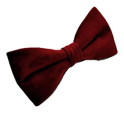 VOICI Men's Velvet & Satin oversized Bow & Pocket Square Tie Black Color Free Size best for Tuxido dinner jackets - Red Velvet Small