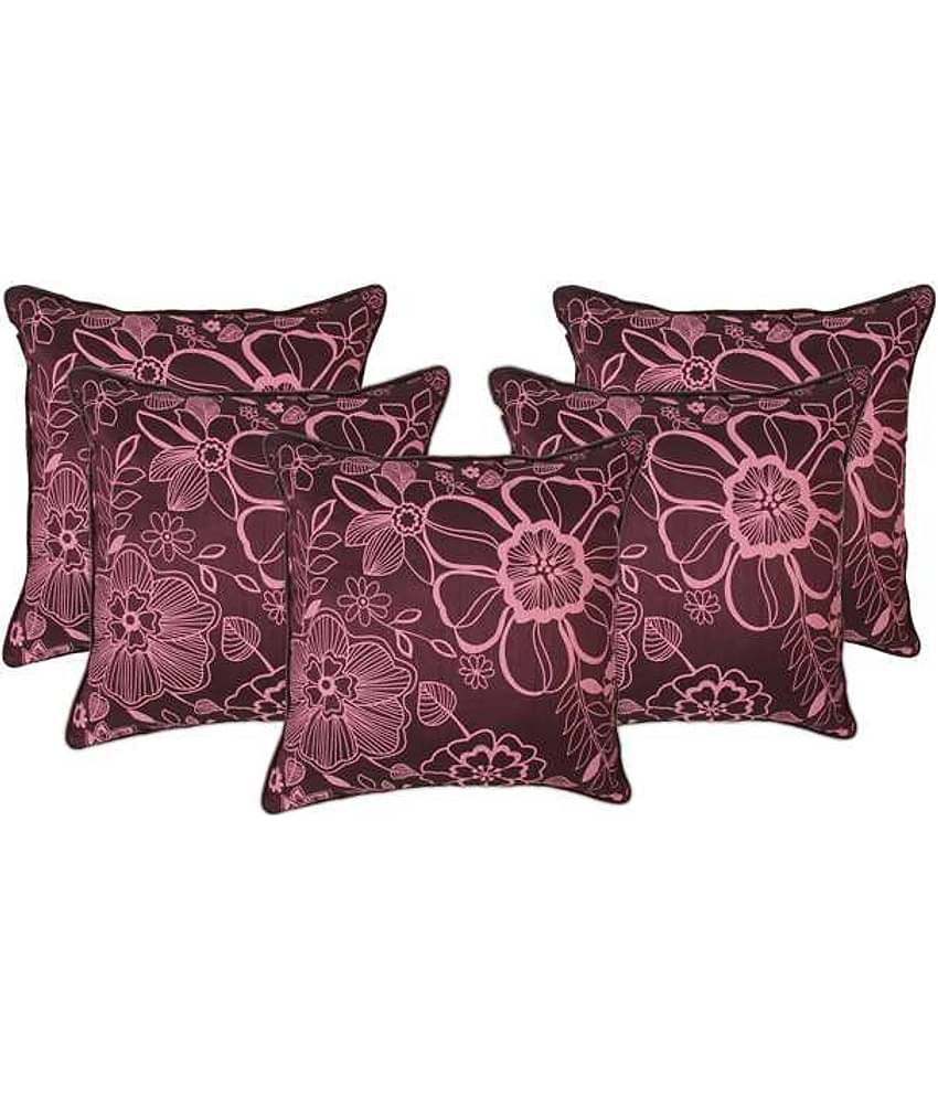 Zubix Purple & Pink Polyester Cushion Covers Set Of 5