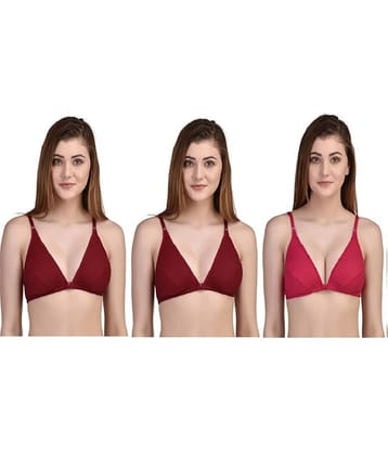 Desiprime Pack of 3 Poly Cotton Non Padded Women's Front Closure ( Multi Color )