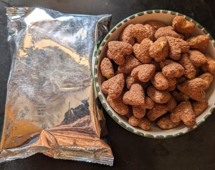 H V Associates Ragi Choco Cashew Hearts (50 g) | Crunchy Heart-Shaped Puffed Cereal Snack | Healthy Breakfast for Kids & Adults