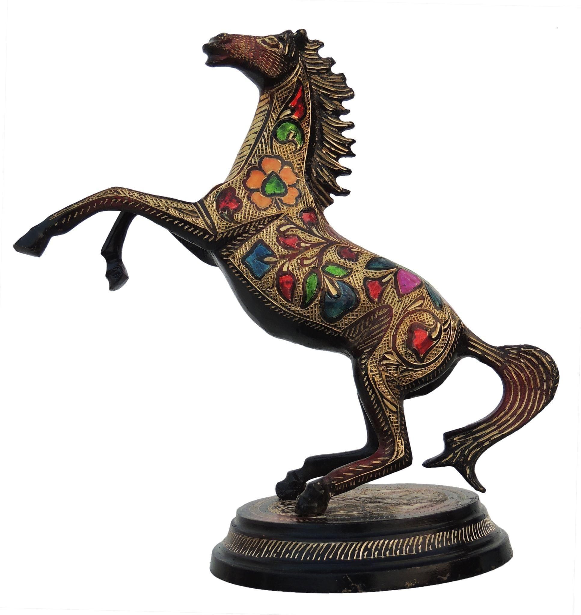 Brass Showpiece Jumping Horse Statue - 10.5*6*11 Inch (AN160)