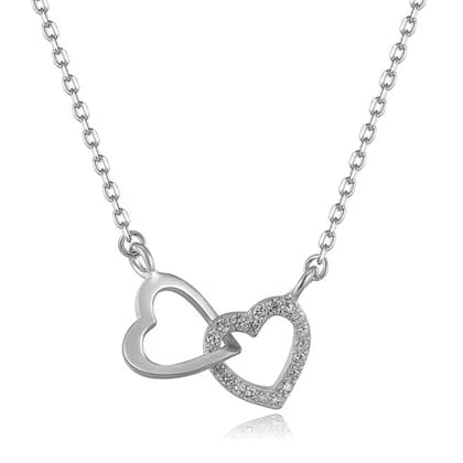 unique fashion jewelry 925 pendant 8 necklace sterling silver 18k gold plated double heart necklaces for women unique fashion jewelry 925 pendant 8 necklace sterling silver 18k gold plated double heart necklaces for women