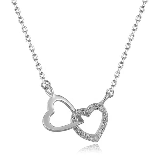 unique fashion jewelry 925 pendant 8 necklace sterling silver 18k gold plated double heart necklaces for women