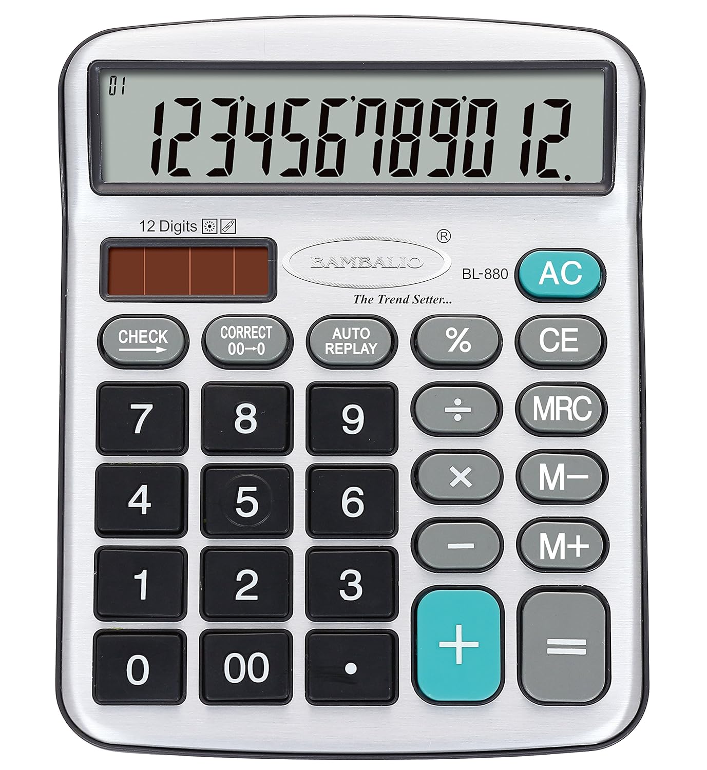 Bambalio 12 Digits Electronic Calculator with Big Display and Metallic Panel 3 Years Warranty