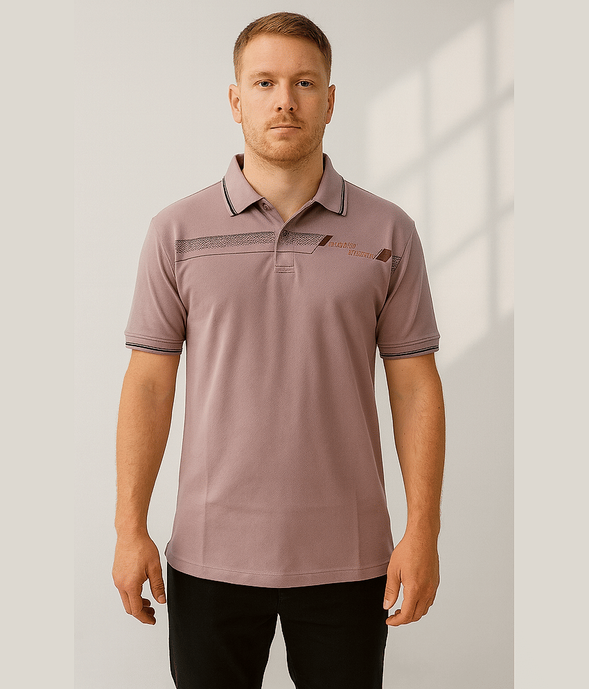 Dollar Men Cotton Regular Fit Printed Polo T Shirt ( Purple )