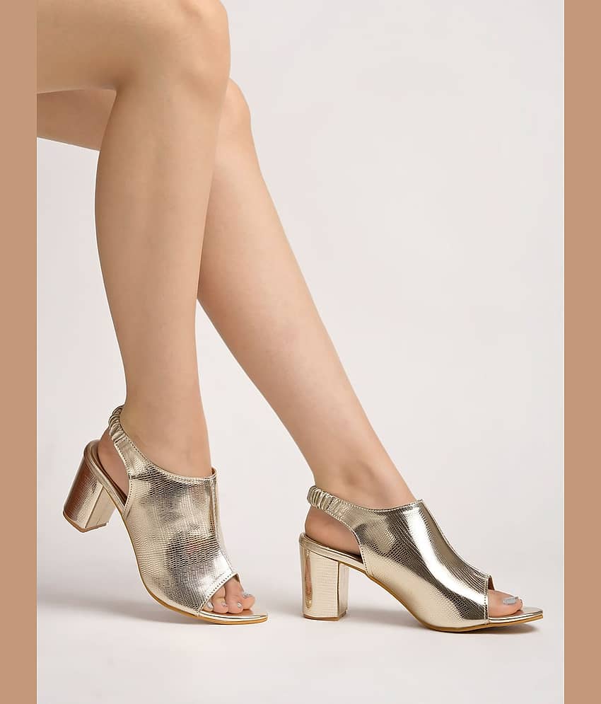 Shoetopia Gold Women's Sandal Heels