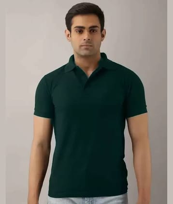 SKYRISE Pack of 1 Cotton Blend Slim Fit Solid Half Sleeves Men's Polo T Shirt ( Dark Green )