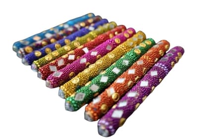 Decorative Beaded Pen Set, 10 Vibrant Colours with Mirror and Gold Accents