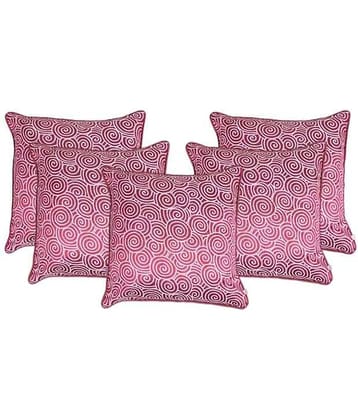 Zubix Pink & White Polyester Cushion Covers Set Of 5