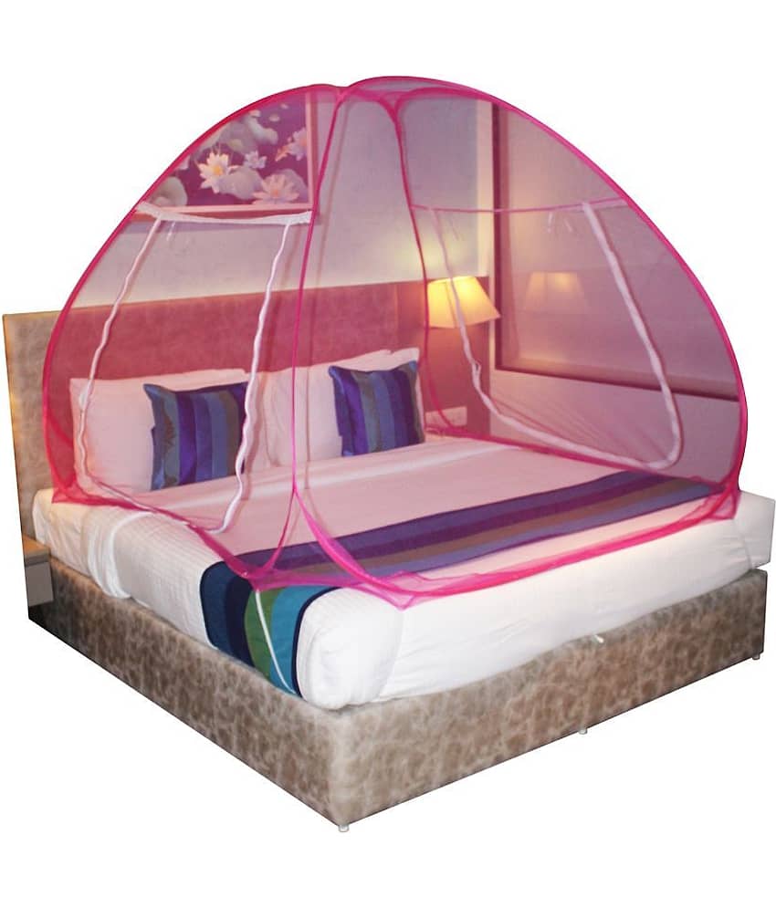 Silver Shine - Pink Cotton Foldable Mosquito Net, Machardani ( Pack of 1 )