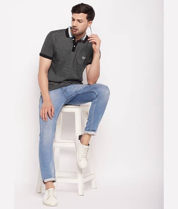 First Krush Pack of 1 Cotton Regular Fit Self Design Half Sleeves Men's Polo T Shirt ( Black )