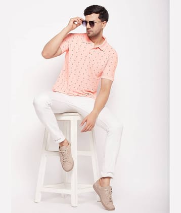 First Krush Pack of 1 Cotton Regular Fit Printed Half Sleeves Men's Polo T Shirt ( Peach )