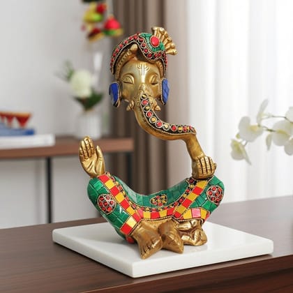 Brass Showpiece Ganesh Ji God Idol Statue (BSMAS1653 D)