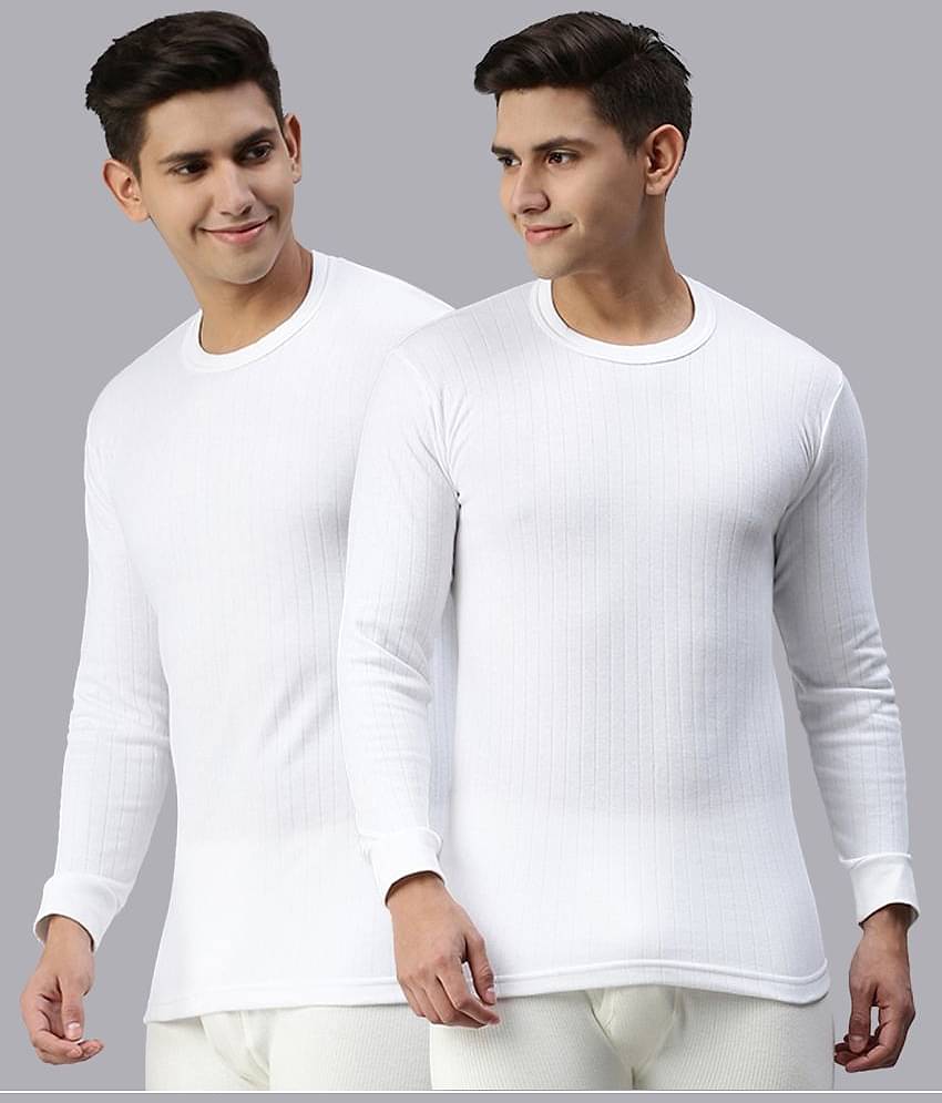 LUX PARKER Pack of 2 Cotton Thermal Tops For Men's ( White )