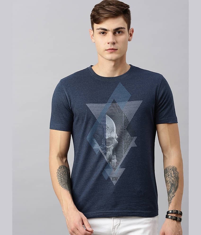 Huetrap Pack of 1 Cotton Blend Regular Fit Men's T-Shirt ( Blue )