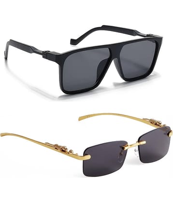 Elligator Black Rectangular Sunglasses ( Pack of 2 )