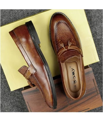 YUVRATO BAXI Tassel Artificial Leather Tan Formal Shoes