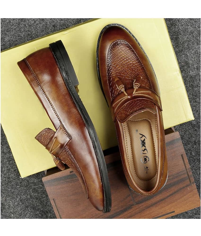 YUVRATO BAXI Tassel Artificial Leather Tan Formal Shoes