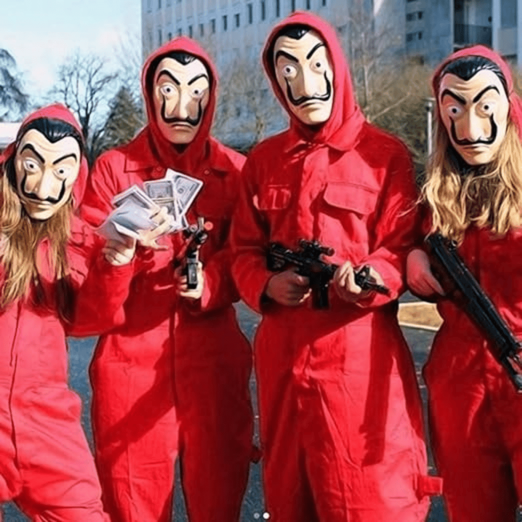 Money Heist Mask  "La Casa" Salvador Dal? Face Mask For Cosplay, Party, Theme Play, Role Play, Halloween Mask -(Pack of 4)