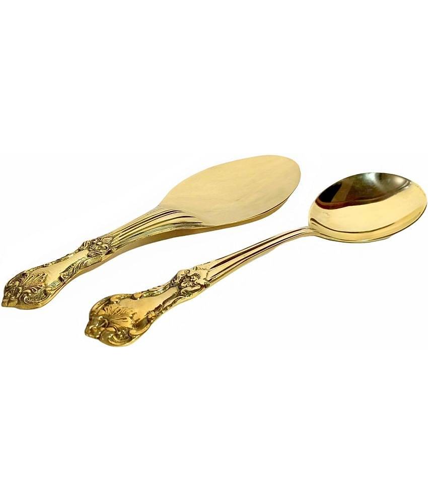 A & H ENTERPRISES - Brass Brass Serving Spoon ( Pack of 2 )