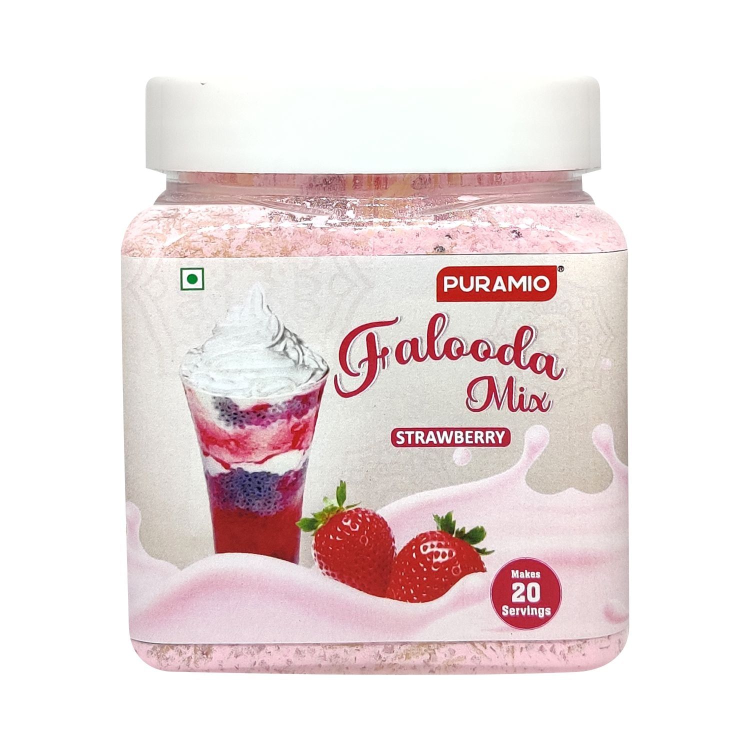 Puramio Falooda Mix Strawberry, 500 gm