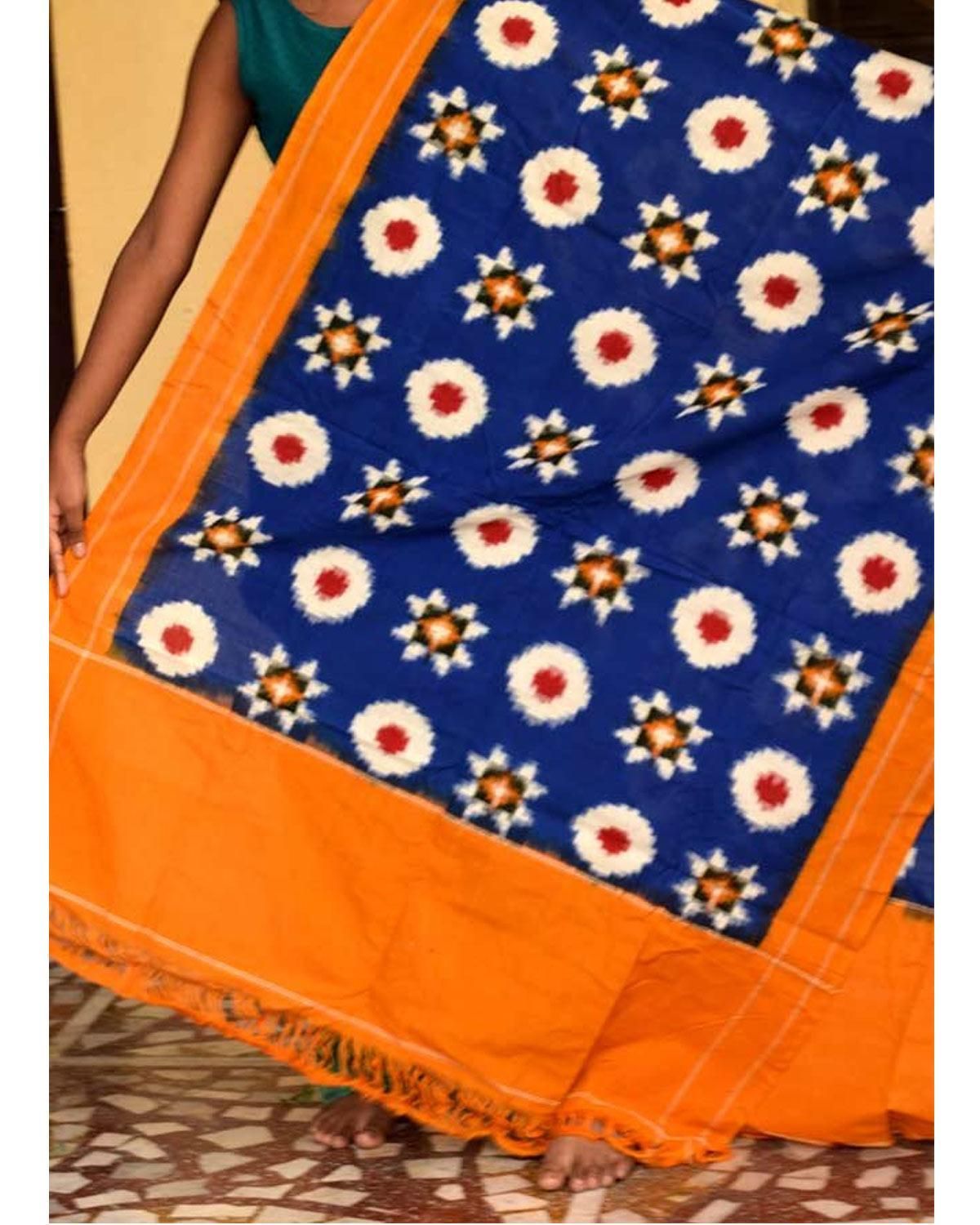 BLUE WITH YELLOW COLOR IKKAT COTTON DUPATTA