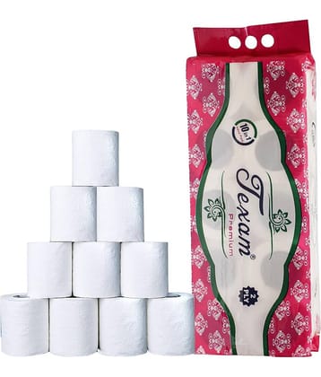Texam 2 Ply Soft And Highly Absorbent Toilet Tissue Paper | 100% Natural Virgin Cellulose Fiber - Pack of 10 (210 Pulls Per Roll, 2100 Sheets)