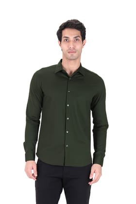 Cardinal Dobby Shirt - Knitted Heavy Shirt-Deep Green / XS